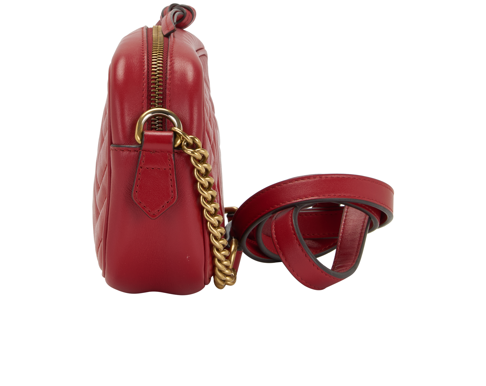 GG Marmont Mini Crossbody Bag, &pound;450, Handbags, Red, Leather, Bottom view